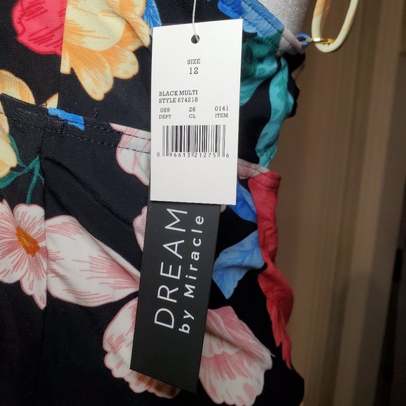 NWT Tankini Swim Top Size 12 Dreamsuit by Miracle Brands Black Pink Blue Multi - Picture 9 of 10